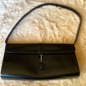 Ann Taylor patent leather clutch with adjustable strap